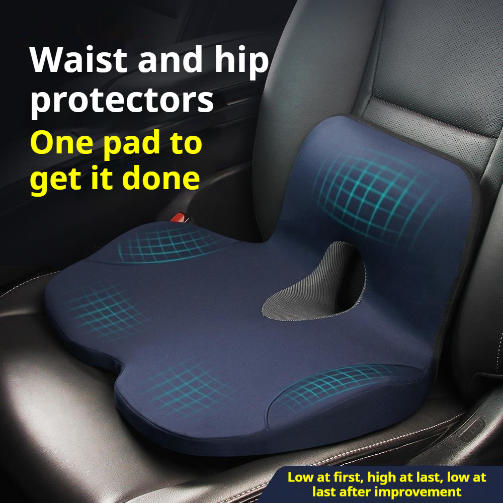 Memory Foam Car Neck Pillow Lumbar Support - 車のメイン運転席ブースターシートクッション低反発クッションリリーフチェアオールシーズンに適したブースターユニバーサルコンフォートシート