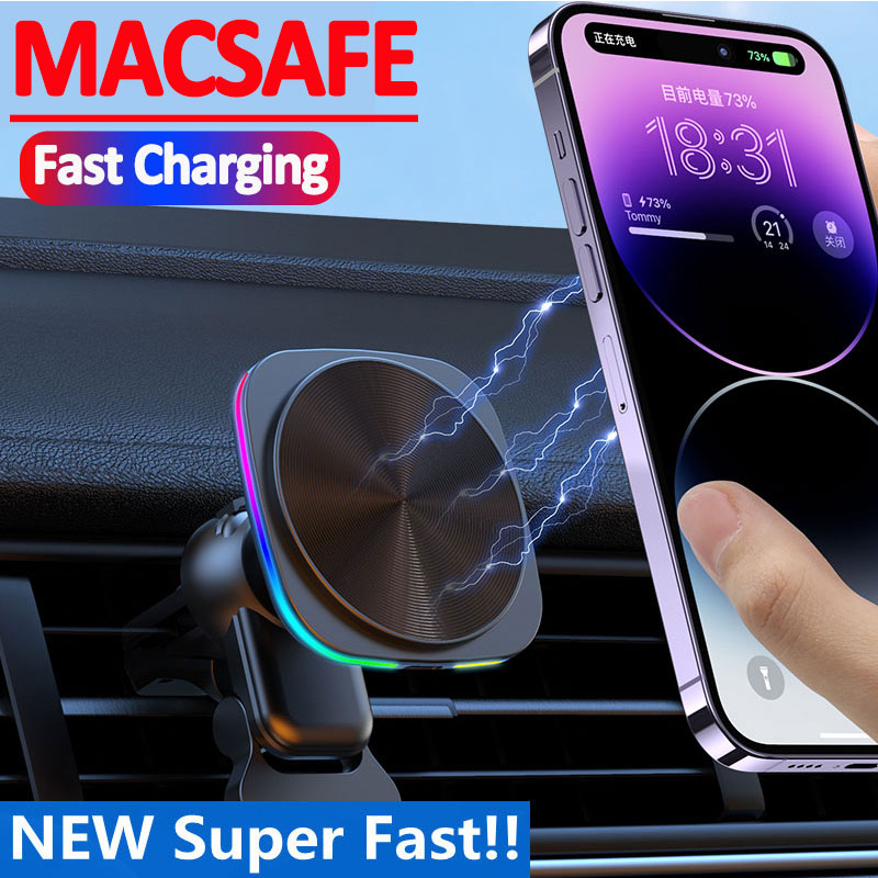 Magnetic Phone Holder For Car Vent - 車載急速充電マグネット式ワイヤレス充電器 エアベント用スマホホルダー Magsafe対応 iPhone 17 16