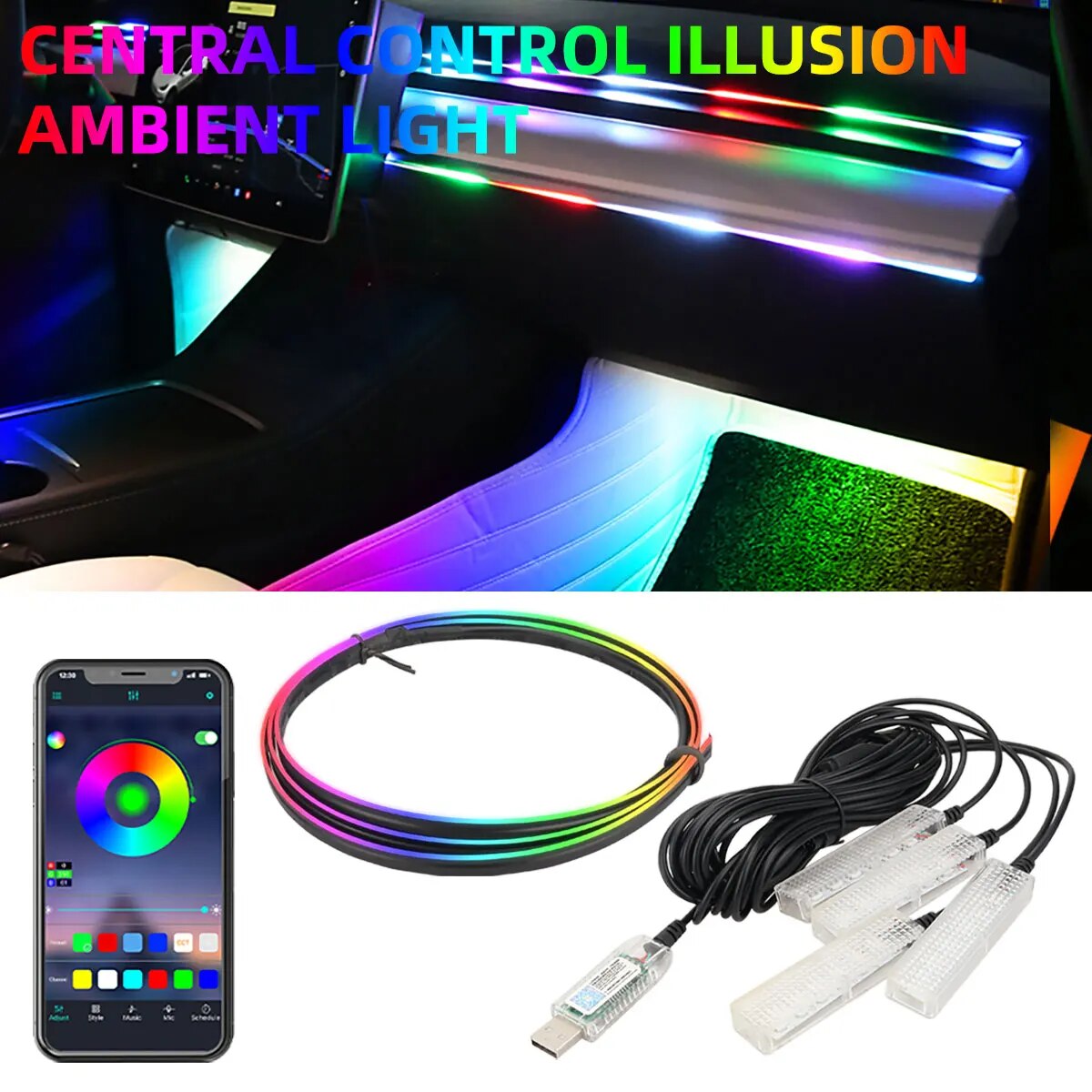 Led Ambient Interior Car Lights App Control - 4 in 1 6 in 1シンフォニーカーled