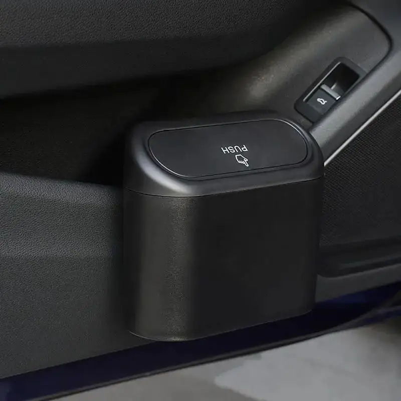 Waterproof Car Trash Can With Lid - プッシュオープン式蓋付きミニカー用ゴミ箱、ドア＆コンソール用ユニバーサルオートゴミ箱、防水車用ゴミ収納ボックス