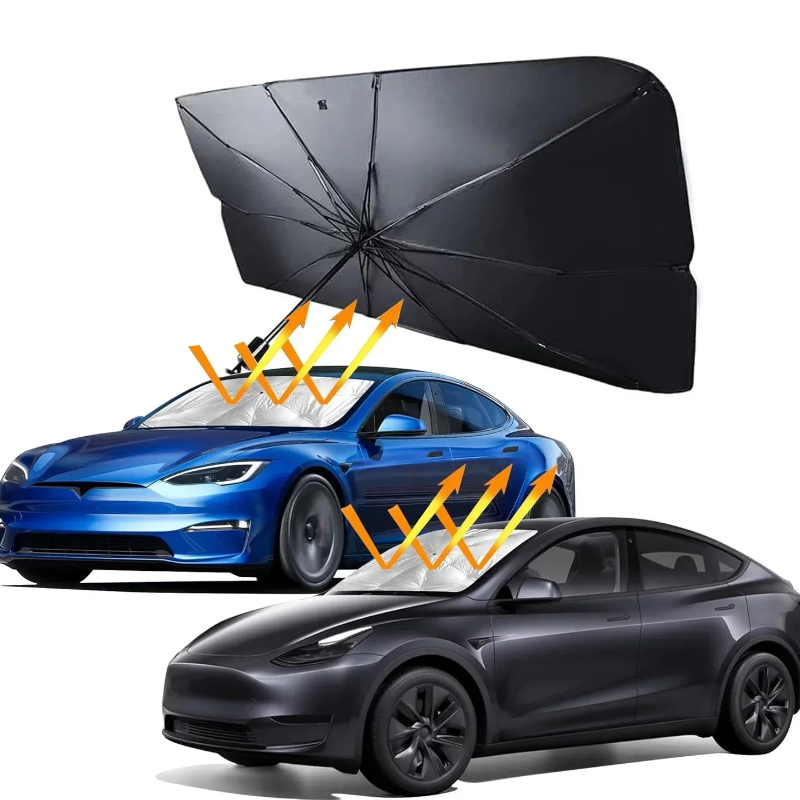 Car Sunshade Windshield Umbrella Foldable - 車のフロントガラス用サンシェード、折りたたみ式傘型日よけ、UVカット・断熱携帯用プロテクター、パラソル
