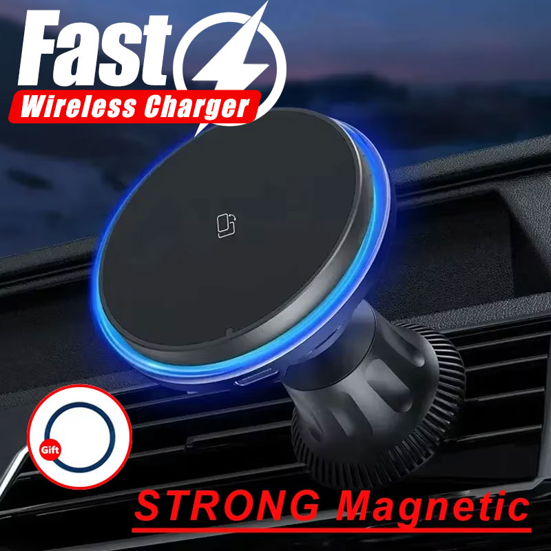 Wireless Car Charger Mount Fast Charging - LED/RGB 磁気車ワイヤレス充電器 iPhone 12 13 14