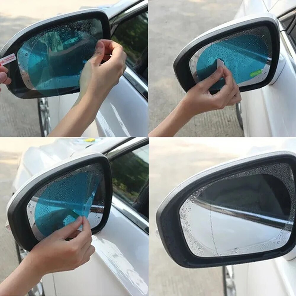 Anti Glare Car Rearview Mirror Film - 2 個ユニバーサル防曇アンチグレア防雨カートゥーニングバックミラートリムフィルムカバー外装部品車のガラスアクセサリー