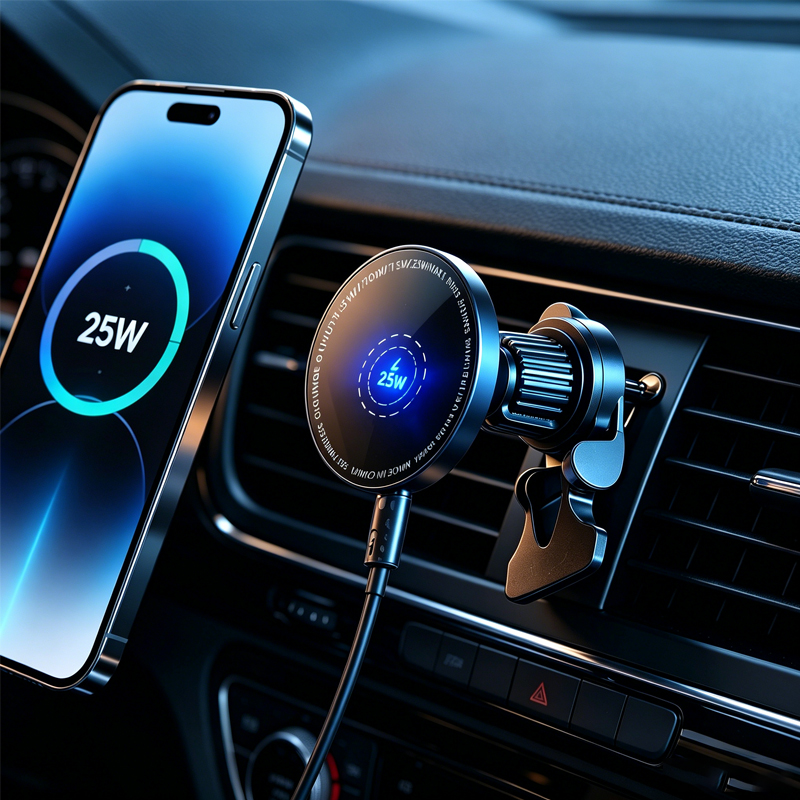 Magnetic Phone Holder For Car Vent - UYUXIO家電 マグネット式エアコン吹き出し口用ワイヤレスカーチャージャーマウント 強力マグネット 25W超急速充電 車載スマホホルダー