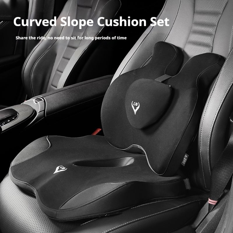 Memory Foam Car Neck Pillow Lumbar Support - 低反発オフィスチェアクッションカーシートサポート腰枕マッサージ腰椎整形外科枕臀部尾てい骨クッションバックパッド