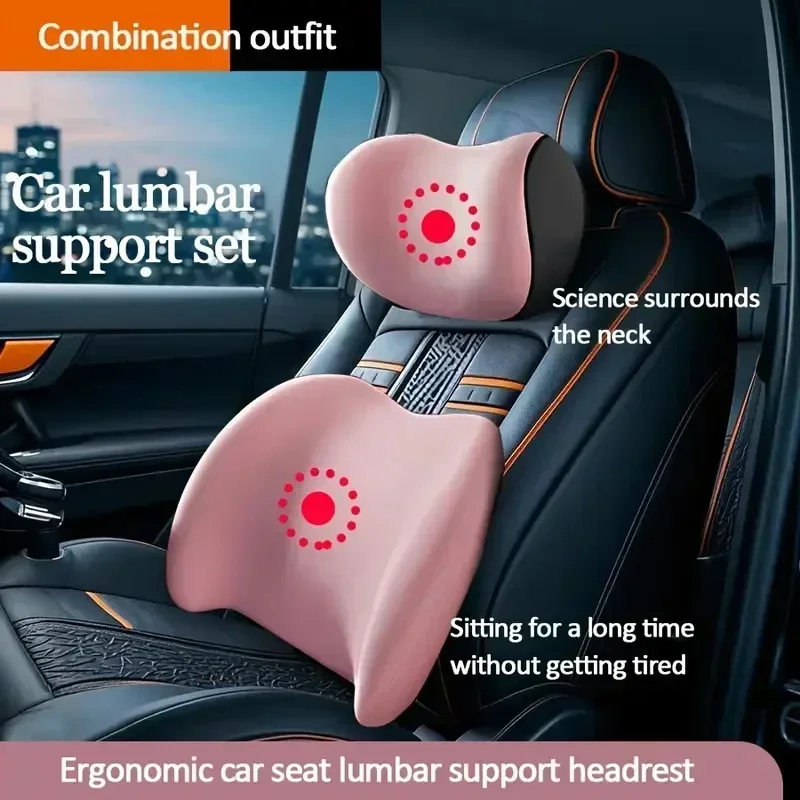 ユニバーサルカーヘッドレストネックサポートピロー、メモリーフ - Memory Foam Car Neck Pillow Lumbar Support のレビューと価格