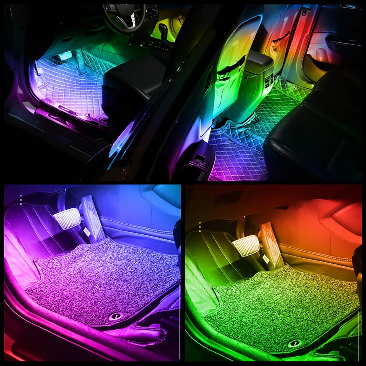 4 in 1 6 in 1シンフォニーカーled usbワイ - Led Ambient Interior Car Lights App Control のレビューと価格
