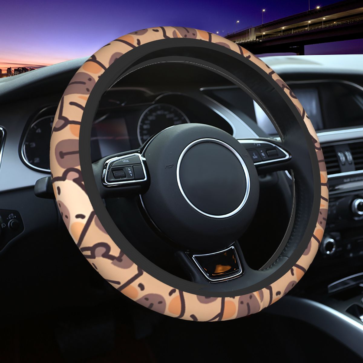 かわいいアニメカピバラ車のステアリングホイールカバー 38  - Car Steering Wheel Cover Anti Slip Breathable のレビューと価格