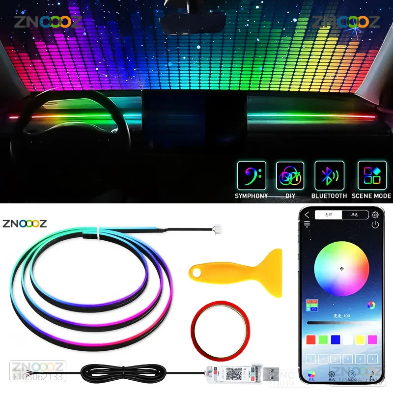Znooz-車のインテリアrgb LEDアンビエントライト、 - Led Ambient Interior Car Lights App Control のレビューと価格