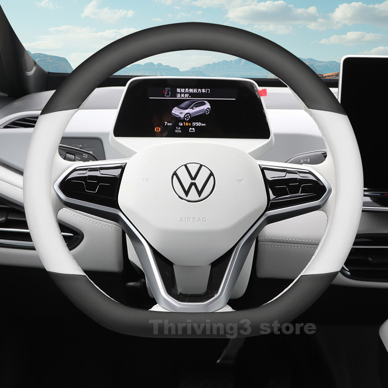 革製車のステアリングホイールカバー フォルクスワーゲン ID - Car Steering Wheel Cover Anti Slip Breathable のレビューと価格