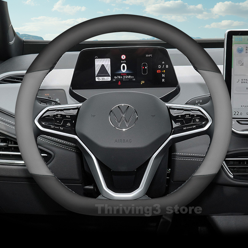 革製車のステアリングホイールカバー フォルクスワーゲン ID - Car Steering Wheel Cover Anti Slip Breathable のレビューと価格
