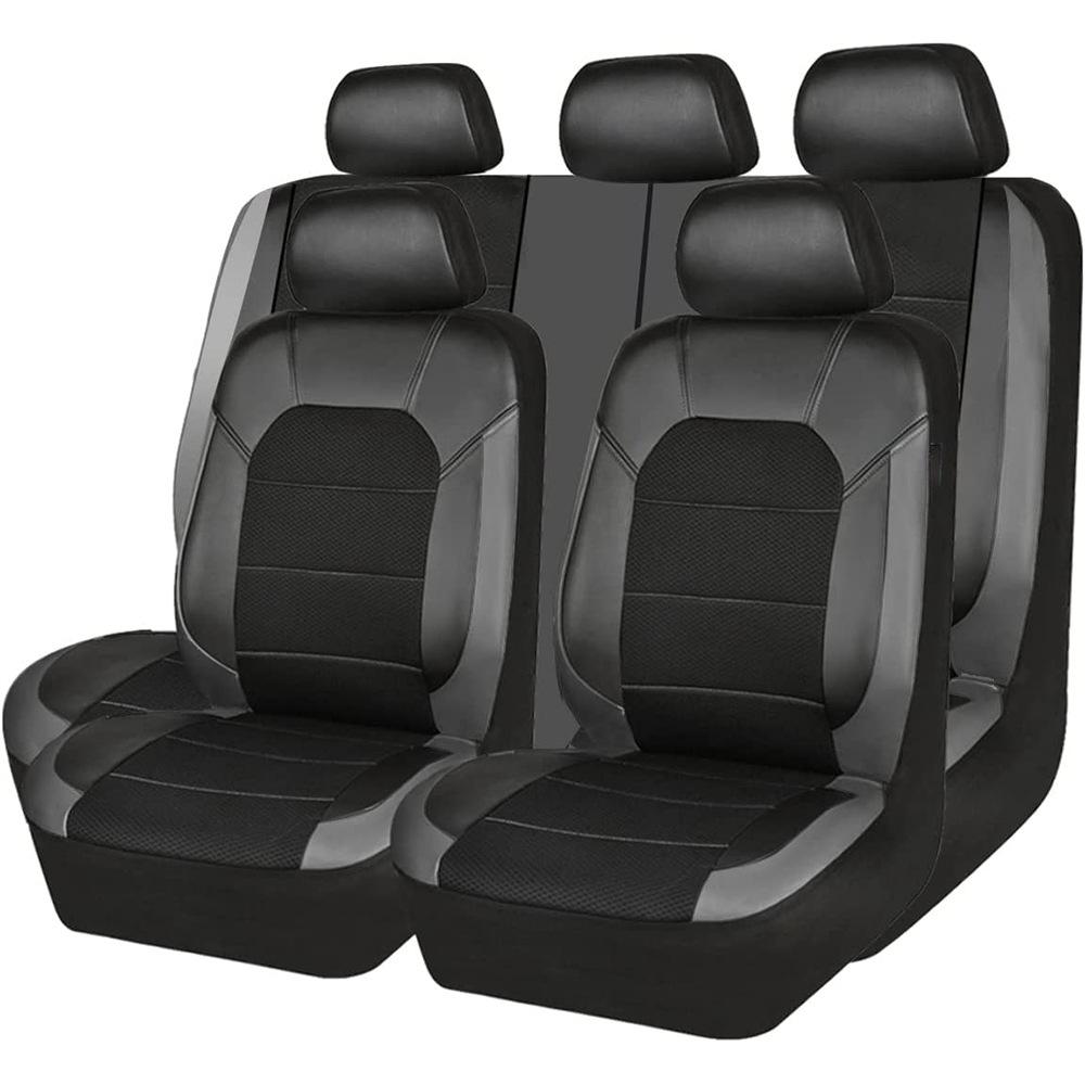 9 ピース/セットカーシートカバー車の革通気性生地ユニバーサ - Leather Car Seat Covers Full Set Universal のレビューと価格
