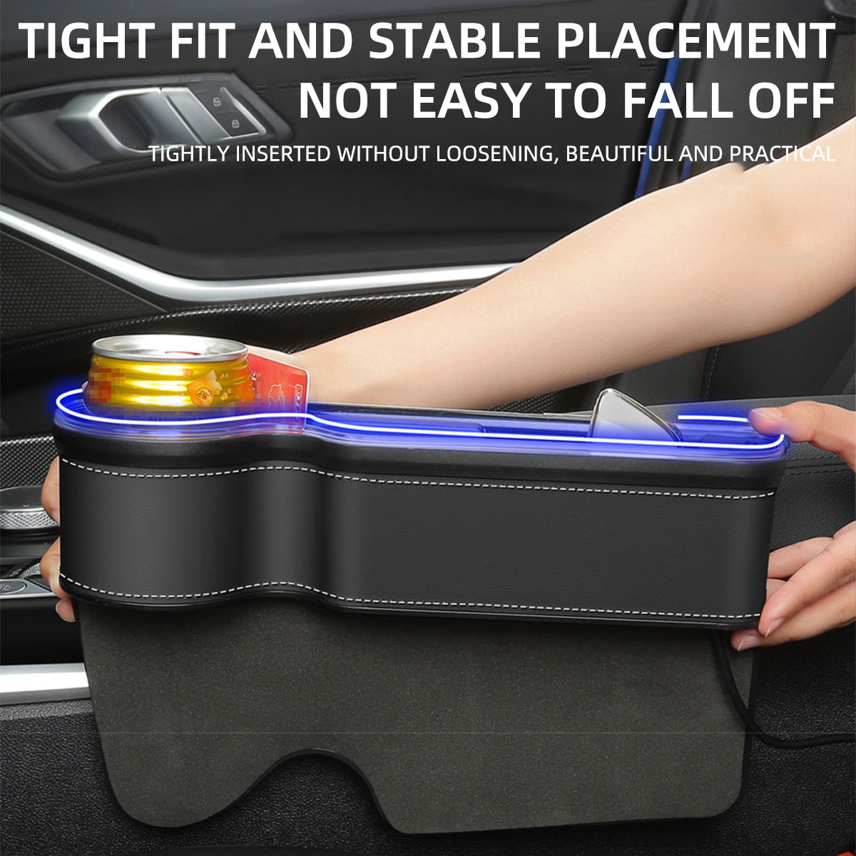 カーシート隙間埋めカップホルダー RGB変色LED 車隙間収 - Seat Gap Filler Organizer With Usb Charger のレビューと価格