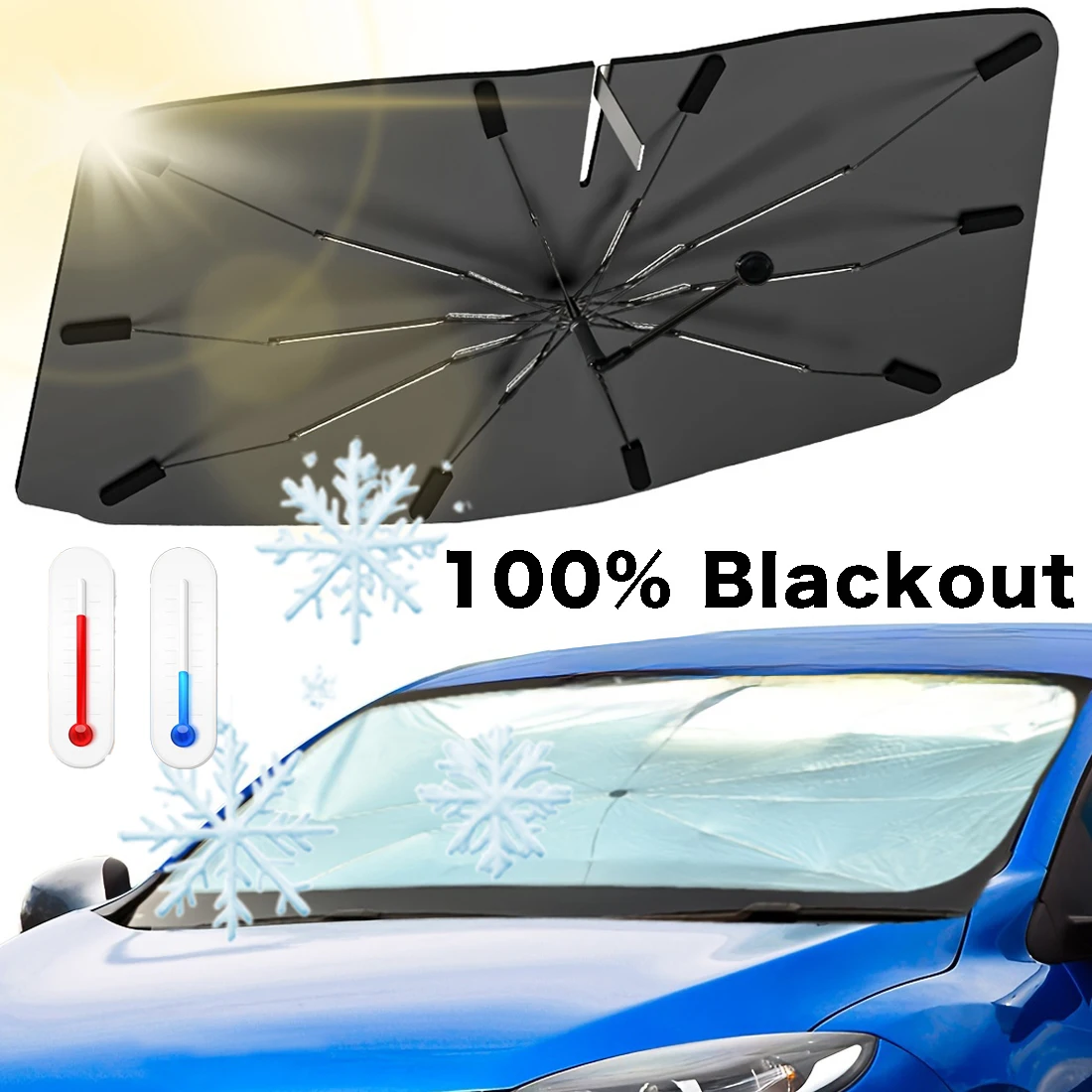 多目的便利な折りたたみ式車のフロントガラスサンシェードインテ - Car Sunshade Windshield Umbrella Foldable のレビューと価格
