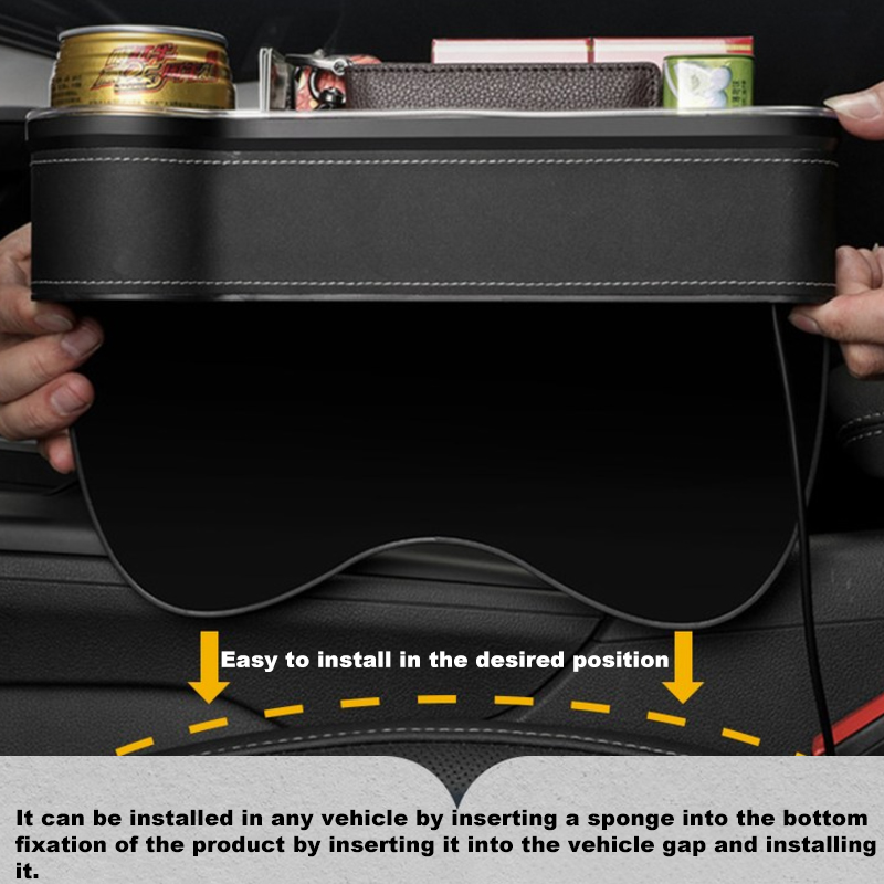 LEDカーシート収納ボックス,カーオーガナイザー,2つのUS - Seat Gap Filler Organizer With Usb Charger のレビューと価格