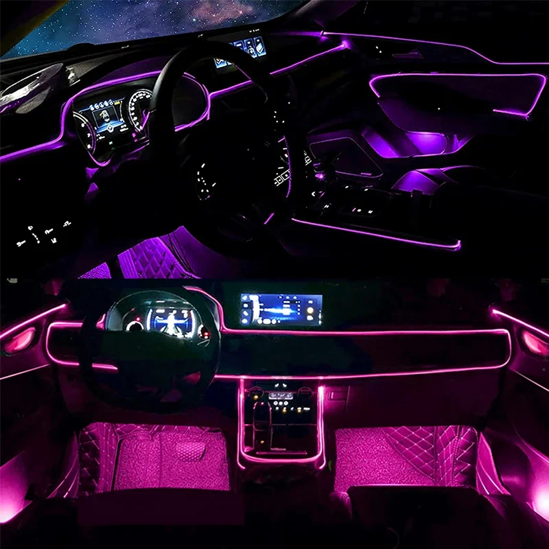 アプリ制御可能なフレキシブルELワイヤーライト、雰囲気照明ス - Led Ambient Interior Car Lights App Control のレビューと価格