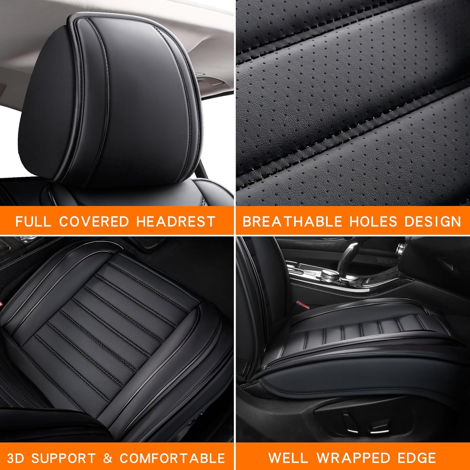 5点セット 車用シートカバー PUレザー製 フロント＆リアシ - Leather Car Seat Covers Full Set Universal のレビューと価格