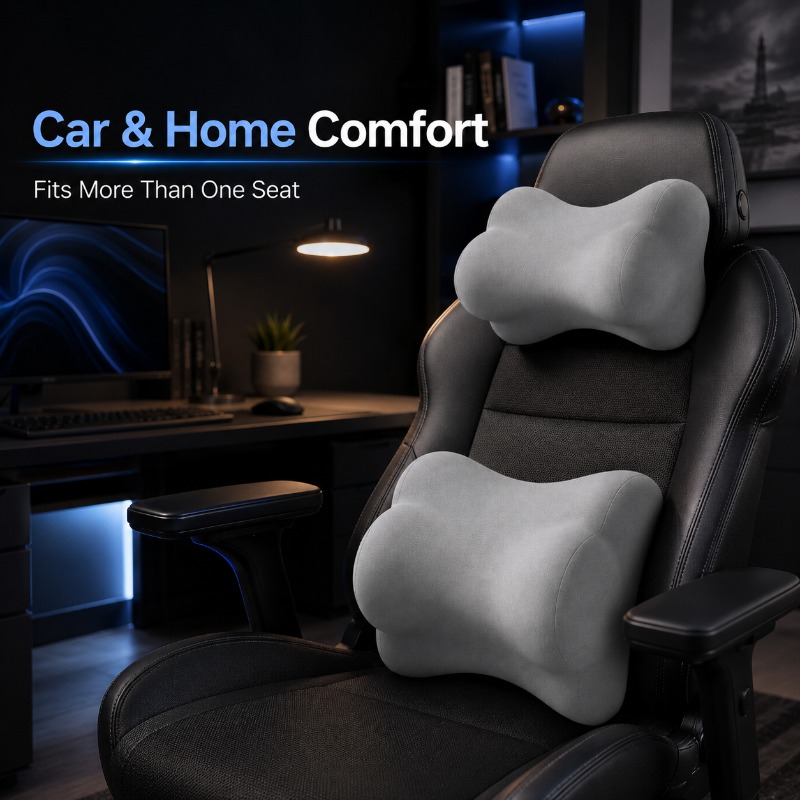 ユニバーサルカーヘッドレストネックピロー、ランバーサポートク - Memory Foam Car Neck Pillow Lumbar Support のレビューと価格