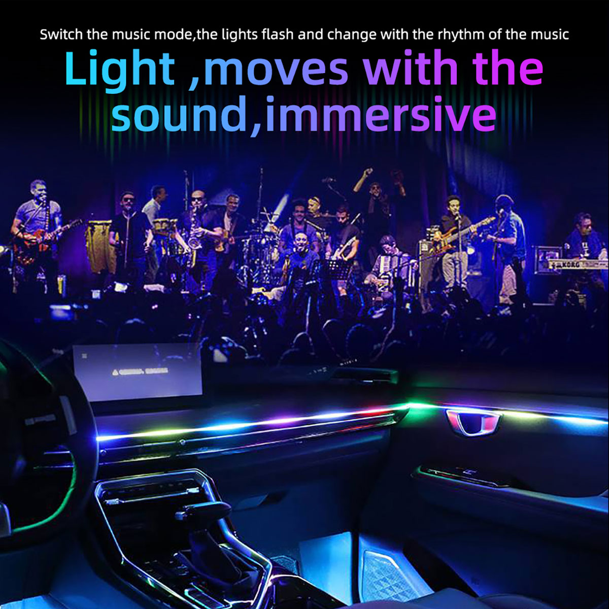 RGBカーLEDアンビエントライト,装飾ライト,アプリケーシ - Led Ambient Interior Car Lights App Control のレビューと価格