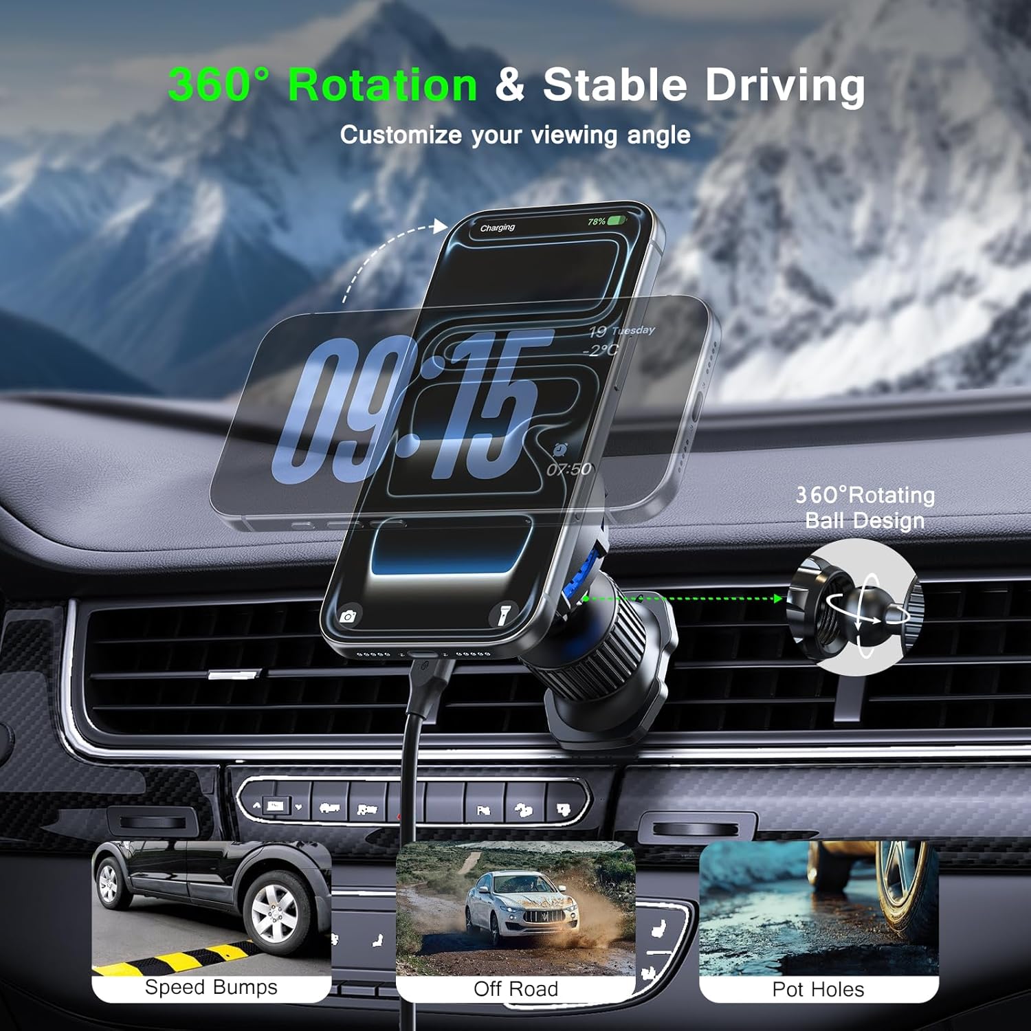 UYUXIO家電 マグネット式エアコン吹き出し口用ワイヤレス - Magnetic Phone Holder For Car Vent のレビューと価格