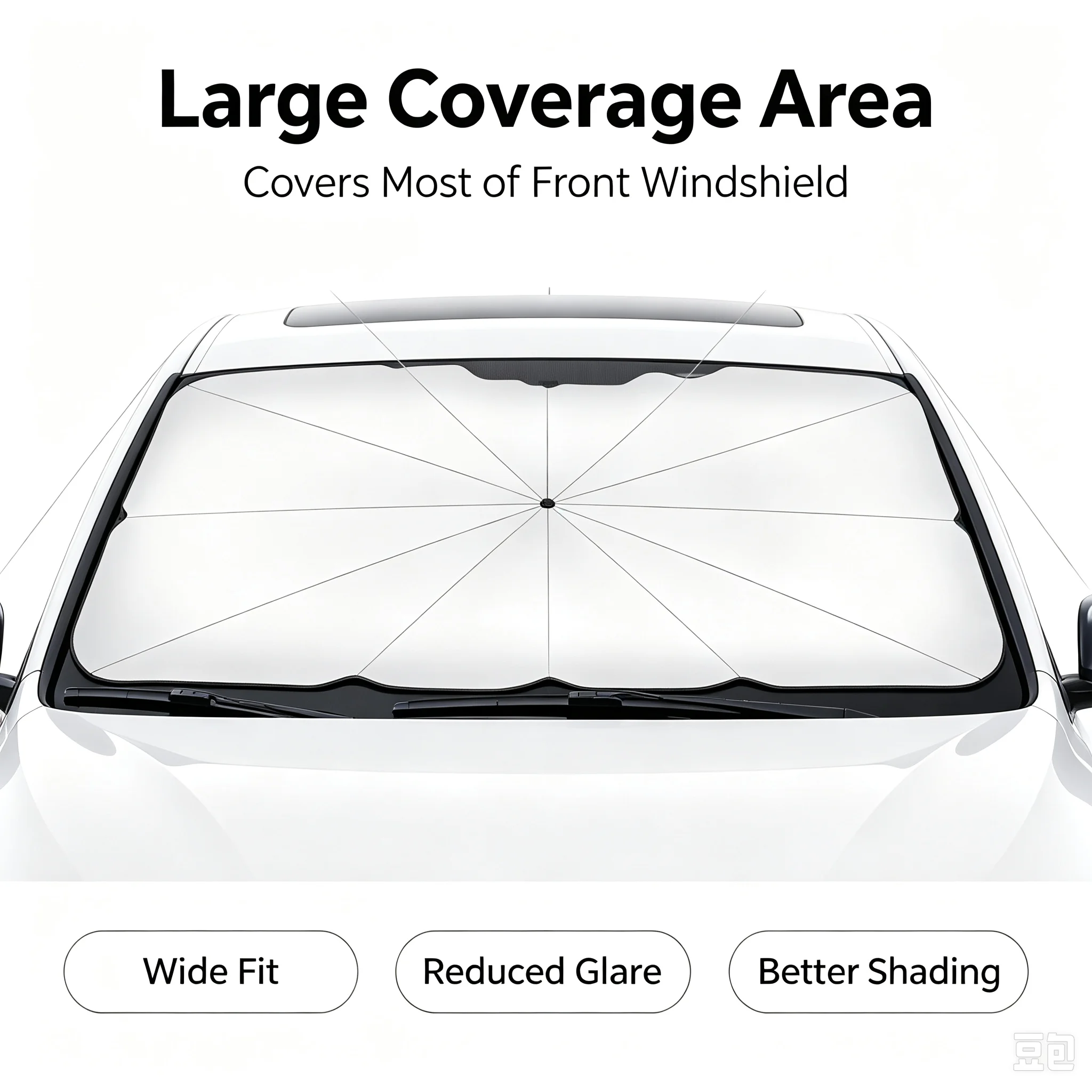 折りたたみ式車用サンシェード傘、銀色の接着剤UVカット断熱ポ - Car Sunshade Windshield Umbrella Foldable のレビューと価格