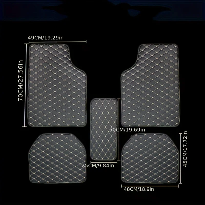 5ピースユニバーサルカーフロアマットセット、防水PUレザーフ - Car Floor Mats Universal Waterproof Leather のレビューと価格