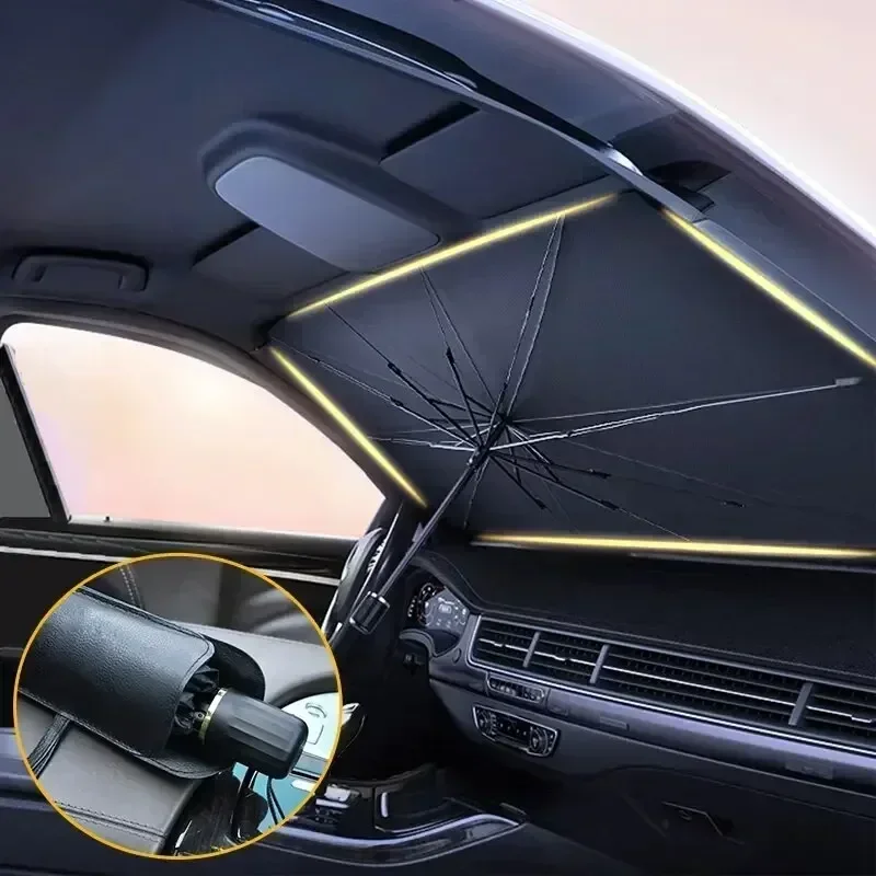 車のフロントガラス用サンシェード傘 折りたたみ式日よけカバー - Car Sunshade Windshield Umbrella Foldable のレビューと価格