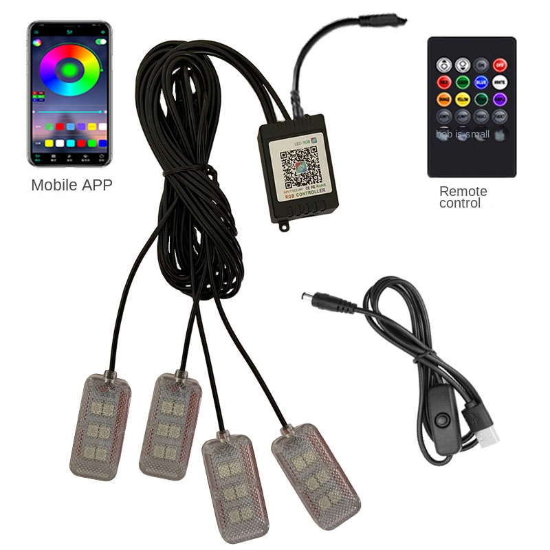 デュアルコントロールLED車内アンビエントフットライト,US - Led Ambient Interior Car Lights App Control のレビューと価格
