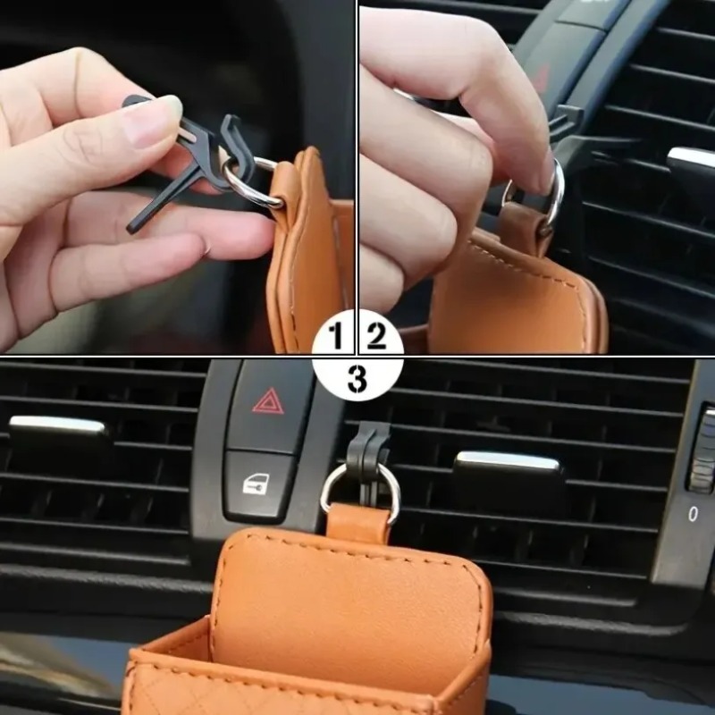 防水PUレザー製車載エアコン吹き出し口収納ボックス、吊り下げ - Car Accessories のレビューと価格