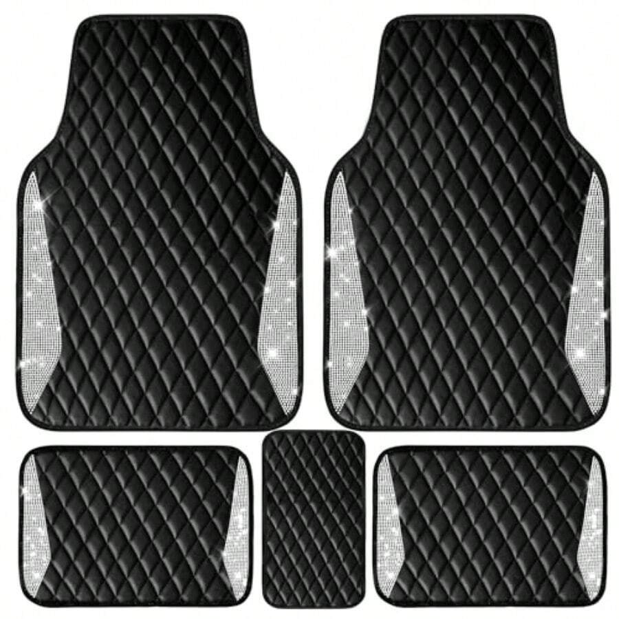 レザーカーマット シャイニングダイヤモンドフロアマット クリ - Car Floor Mats Universal Waterproof Leather のレビューと価格