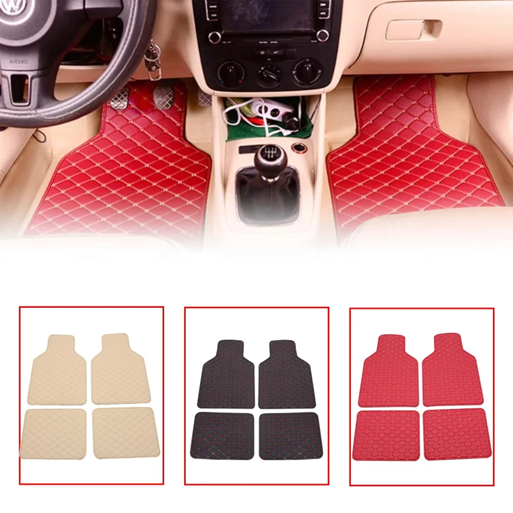 車用フロアマット 4枚セット ユニバーサル PUレザー 防水 - Car Floor Mats Universal Waterproof Leather のレビューと価格